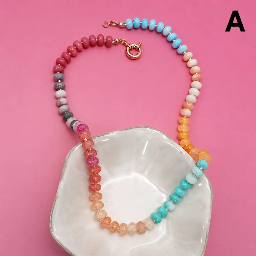 Natural Stone Semi-Precious Glass Mixed Necklace