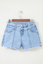 Myosotis High Waist Frayed Denim Shorts