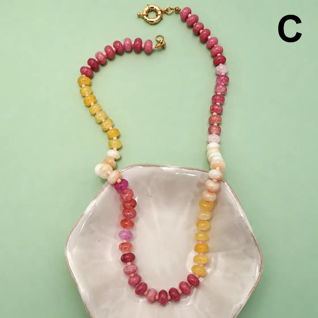 Natural Stone Semi-Precious Glass Mixed Necklace