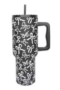 Black & White Bows Design Tumbler Cup