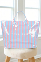 Pink and Blue Striped TOTE BAG