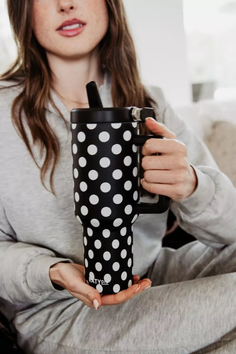 Black & White Polka Dots Tumbler Cup