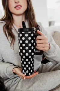Black & White Polka Dots Tumbler Cup