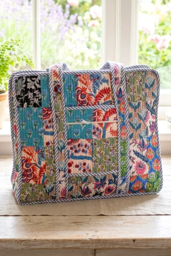 Sadie Floral Patchwork Print Tote Bag