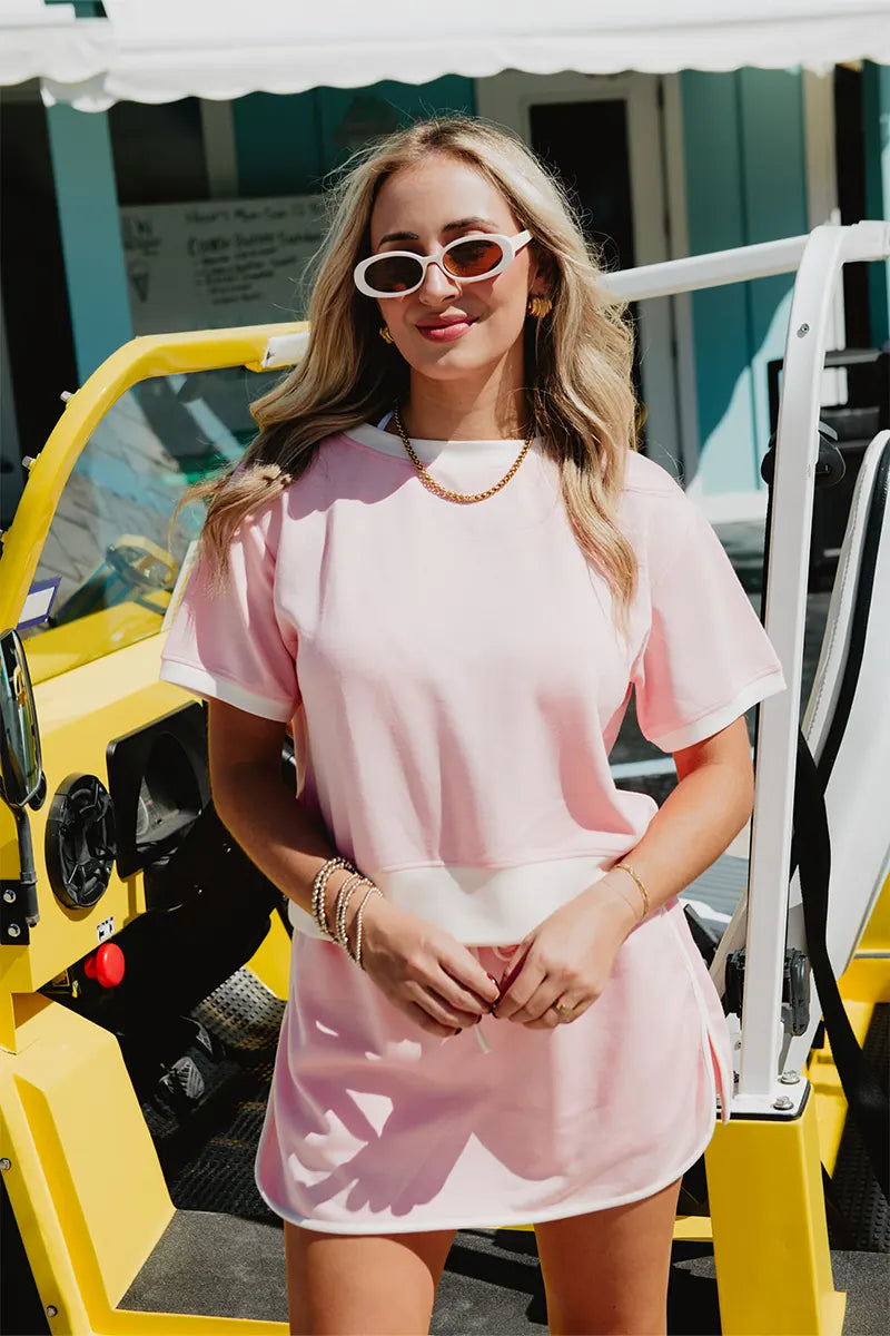 Light Pink and White Matching Skirt and Top Set
