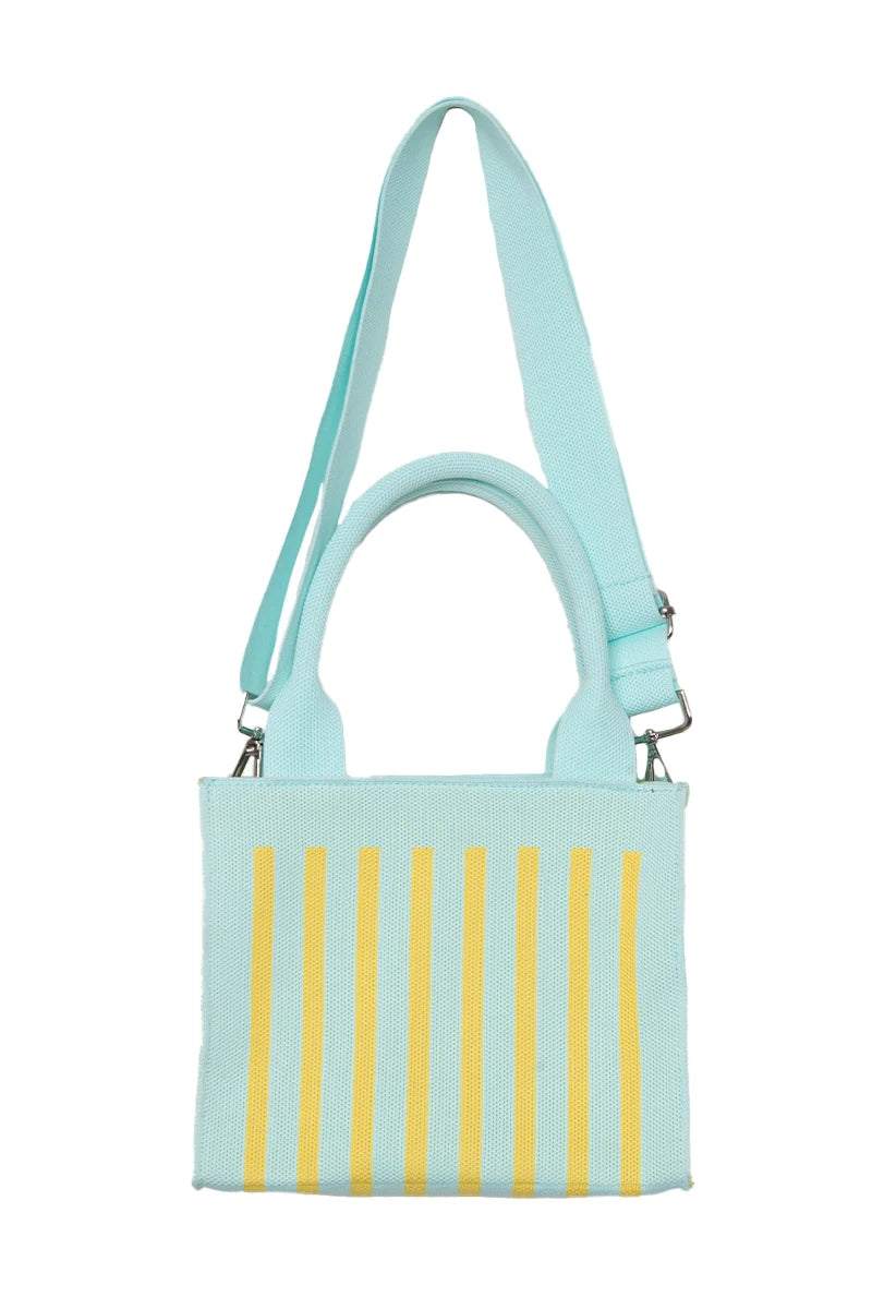 Mint Striped Structured Mini Tote Purse
