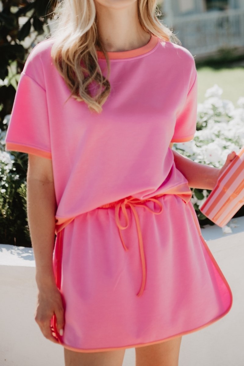 Pink and Orange Matching Skirt Set