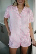 Light Pink Plaid Pajama Set