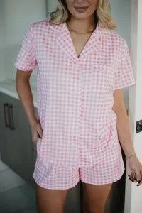 Light Pink Plaid Pajama Set