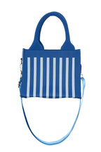 Blue Striped Structured Mini Tote Purse