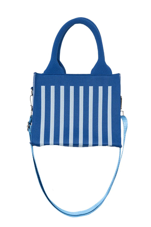Blue Striped Structured Mini Tote Purse